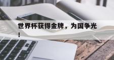 IM电竞中国电子竞技平台-世界杯获得金牌，为国争光！